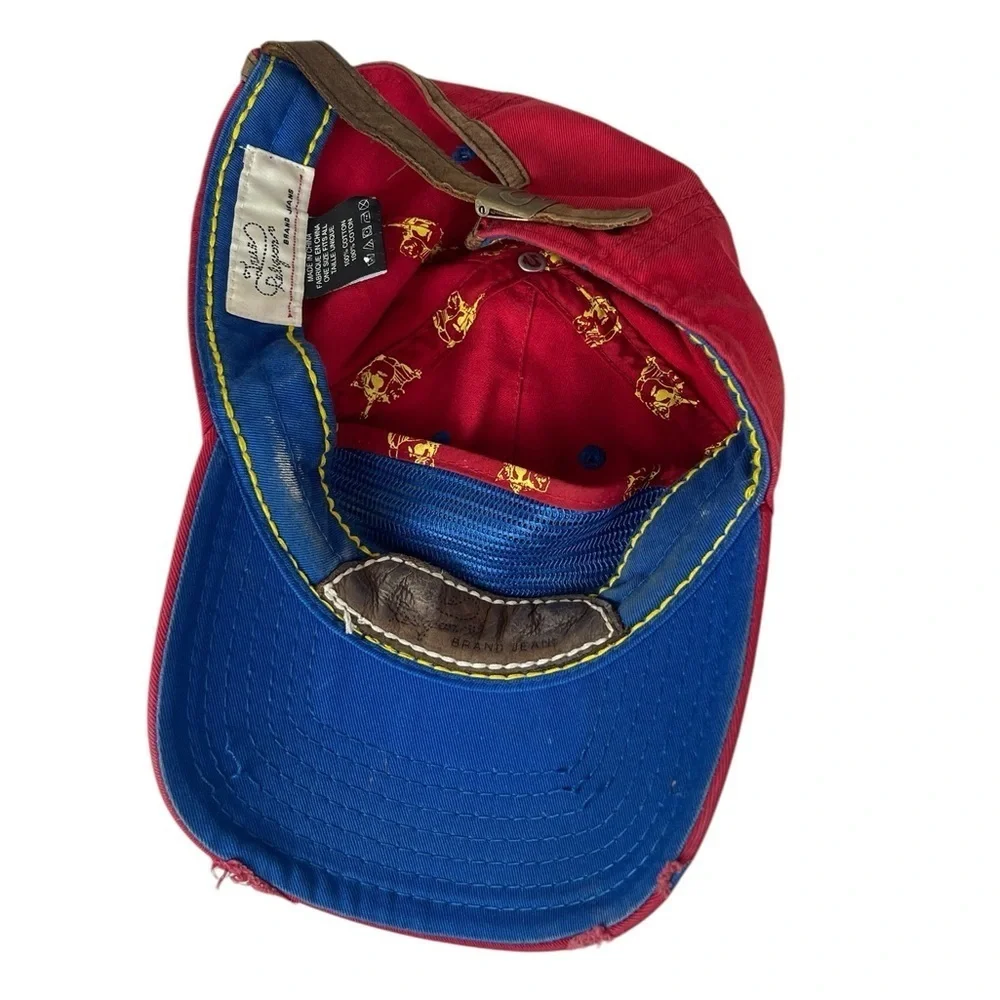 Men’s True Religion Brand Leather Strap Designer Baseball Cap OS